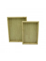 Pablıto Home Pbt-362 (açık Kahverengi) (2li Set) (dikdörtgen) Ahşap Bambu Sunum Tepsi (20x30cm- 25x35cm- Derinlik: 2cm)*20=k