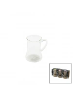 Pablıto Home Pbt-379 ( 3pcs ) ( Kulplu ) Cam Çay Bardak ( 180ml )*16=k