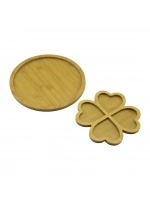 Pablıto Home Pbt-518 ( Oval & 4 Bölmeli Çiçek ) ( 2 Model ) ( Ahşap ) Sunum Tepsi Seti ( Oval=27cm ) ( 4 Bölmeli Çiçek=20cm )*24=k