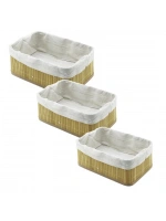 Pablıto Home Pbt-595 (3 Boy) (d.gen) (bambu Kenar) Organizer Sepet (ahşap Altlık & Bezli) (30x20x11.5 -25x16x9.7 -21x12x7.7cm)*20=k