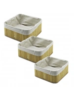 Pablıto Home Pbt-596 (3 Boy) (kare) (bambu Kenar) Organizer Sepet (ahşap Altlık & Bezli) (25x25x11.5 -20.5x20.5x9.7 -17x17x7.7cm)*20=k