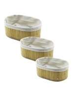 Pablıto Home Pbt-597 (3 Boy) (oval) (bambu Kenar) Organizer Sepet (ahşap Altlık & Bezli) (30x20x11.5-25x16x9.7-21x12x7.7cm)*20=k