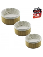 Pablıto Home Pbt-598 (3 Boy) (yuvarlak) (bambu Kenar ) Organizer Sepet (ahşap Altlık & Bezli) (24.5x11.5- 21x9.5- 17x7.7cm)*20=k