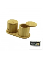 Pablıto Pbt-070 (2pcs) Ahşap Bambu Baharatlık (yuvarlak=8x8)(altlık=9.5x19.5)(çevir Aç-mıknatıslı Kapak)*24