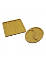 Pablıto Pbt-519 (kare & 2 Bölmeli Oval) (2 Model) (ahşap) Sunum Tepsi Set (kare=26cm) (2-dalgalı Bölme Oval=19.5x26cm)*24=k