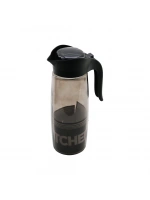 Qlux C-00357 Siyah İnci ( Düz Siyah Şeffaf Cam ) Sürahi ( 1500 Cc ) (aç-kapa Mandallı Plastik Kapak) ( Ʃ=şekil Pls.kulp )*6=k
