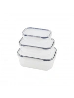 Qlux L-00879-2 ( 3pcs ) Quick Sızdırmaz Saklama Kabı Seti (şeffaf Kap & Buğulu-contalı Kapak) ( 500-1000-1700ml)*16