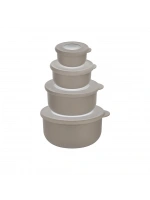 Qlux L-00989 Bowl ( 4pcs Set=900ml+500ml+250ml+100ml ) Kapaklı Kase & Saklama Kabı Set ( Pencereli Şeffaf Kapak )*18=k