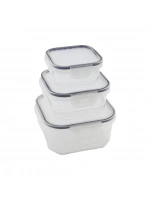 Quick Qlux L-00860-2 (3pcs= 400-800-1400ml) Sızdırmaz Saklama Kabı Set (şeffaf Pls.kap) (kilitli & Contalı & Buğulu Pls.kapak)*18=k