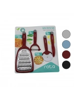 Rota Rt-326 ( Şefin 4lü Seti ) (1-çift Taraflı Rende & 1-pizza Ruleti & 1-sapan Soyacak & 1-kalem Soyacak )(renkli Pls.saplı)*24=k