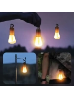 Rustik Taşınabilir Şarjlı Tasarruflu Ampul 10w Led Lamba Type-c Şarj Askılı Asma Aydınlatma T020