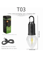 Rustik Taşınabilir Şarjlı Tasarruflu Ampul 10w Led Lamba Type-c Şarj Askılı Asma Aydınlatma T03