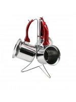 Şahane ( 3lü Set ) ( No-3-4-5 ) Çelik Cezve ( Metal Standlı ) ( Renkli Bakalit Plastik Kulplu )*12