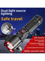 Şarjlı El Feneri Yüksek Güçlü Led Işık Usb İle Şarj Escape Rescue
