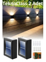 Solar Çift Taraflı Duvar Lambası Güneş Enerjili Aydınlatma Dekorasyon Aplik Işık 2 Li