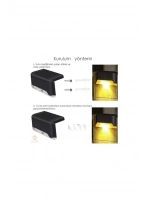 SolarVita 12li Solar Güneş Enerjili Şarj Edilen Köşebent Merdiven Veranda Bahçe Led Lamba Siyah SV-1005