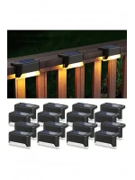 SolarVita 12li Solar Güneş Enerjili Şarj Edilen Köşebent Merdiven Veranda Bahçe Led Lamba Siyah SV-1005