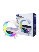 Telefon Kablosuz Hızlı Şarj Aleti Masa Lambası Bluetooth Hoparlör Speaker Gece Lambası Led G Lamba Beyaz