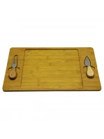 Wooden Ware Baysa-1137 ( 40x24cm ) ( Ahşap Bambu ) Kahvaltı Sunum Tabak ( 2 Peynir Bıçak=ahşap Saplı )*36
