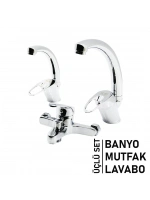 X6 ( 3lü Set ) ( Banyo & Evye Mutfak & Lavabo ) ( Aç Kapa ) Mix Batarya Musluk*12