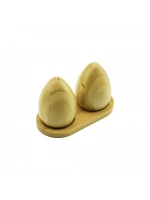 Yakut-12355 ( 2pcs & Yumurta Modeli ) Ahşap Bambu Tuzluk & Baharatlık ( Ahşap Standlı )*100