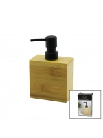 Yakut-12911 ( Dikdörtgen ) Ahşap Bambu Sıvı Sabunluk ( Siyah Plastik Pompa ) ( 5.8 X 9.9cm & Y: 10cm )*48