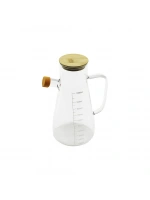 Yakut-13210 ( 900ml ) ( Cam ) Yağdanlık ( Bambu Kapaklı & Ölçekli ) ( Cam Kulplu )*24=k
