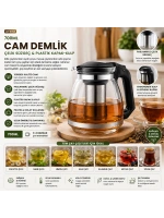 Yakut-8510 ( 700ml ) ( Cam ) Demlik ( Çelik Süzgeçli & Plastik Kulp & Kapak & Krom Çerçeve )*48