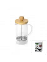 Yakut-9584 French Press ( 350ml ) ( Bambu Kapaklı ) ( Cam ) Bitki Süzgeçi*36