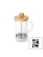Yakut-9585 French Press ( 600ml ) ( Bambu Kapaklı ) ( Cam ) Bitki Süzgeçi*24