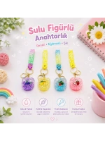 Yakut-9598 ( Sulu & Figürlü ) Mika Kristal Anahtarlık ( Gold Kulp & Kancalı )*60x10