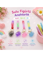 Yakut-9598 ( Sulu & Figürlü ) Mika Kristal Anahtarlık ( Gold Kulp & Kancalı )*60x10