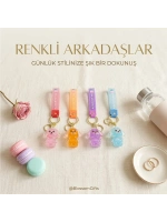 Yakut-9598 ( Sulu & Figürlü ) Mika Kristal Anahtarlık ( Gold Kulp & Kancalı )*60x10