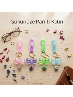 Yakut-9598 ( Sulu & Figürlü ) Mika Kristal Anahtarlık ( Gold Kulp & Kancalı )*60x10