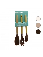Yeniii İbico İ22-007 Ahşap Saplı ( 3 Lü ) Silikon Mutfak Set*72