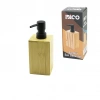 Egonex İbico İ21-069 ( Kare ) Ahşap Bambu Sıvı Sabunluk ( Siyah Plastik Pompa ) ( Çap: 7cm & Y: 11.5cm )*48
