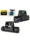 1080p Üçlü Lens Araba Dash Cam Dashcam Ön İç & Arka Hd Araba Dvr 120 ° Açı Döngü Kaydı Yerçekimi Sensörü