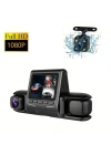 1080p Üçlü Lens Araba Dash Cam Dashcam Ön İç & Arka Hd Araba Dvr 120 ° Açı Döngü Kaydı