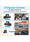 1080p Üçlü Lens Araba Dash Cam Dashcam Ön İç & Arka Hd Araba Dvr 120 ° Açı Döngü Kaydı