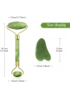 Egonex Yeşil doğal yeşim taşı yüz masaj aleti ve kalp gua sha yüz bakım taşı 2li set jade face roller