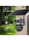 Solar Güneş Enerjili Çift Lens Dış Mekan Güvenlik Kamerası