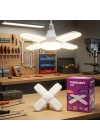 Egonex Thorlıght P-6040b ( 1+4 Kollu & Yapraklı ) ( Pervane Modeli ) Papatya  Beyaz Led Lamba Ampul ( 40w & E27)*27