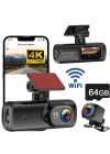 Hd Araç Kamerası Çift Yönlü Dash Cam 4k Uhd Ön Ve 1080p Fhd Arka Kameralı Wifi