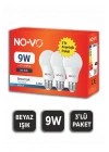 Novo 3’lü Led Ampul 9w Beyaz Işık E27