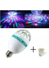 Renkli Led Ampul Disko Ampulü Hareketli 360 Derece Dönen Disko Topu