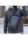 Şifreli Kilitli Usb Girişli Göğüs Omuz Çantası Body Bag