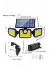 Volemi Üçlü Solar Led Projektör – Beyaz Işık – Sensörlü Dış Mekân Aydınlatma