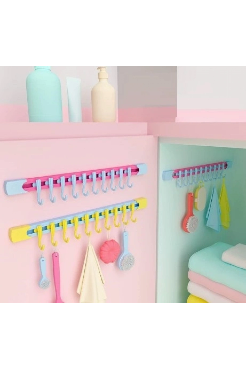 10 Kancalı Raylı Mutfak ve Banyo Düzenleyici Askı 30 cm