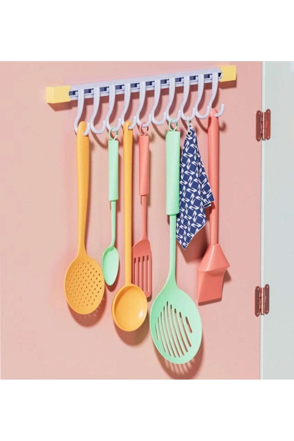 10 Kancalı Raylı Mutfak ve Banyo Düzenleyici Askı 30 cm