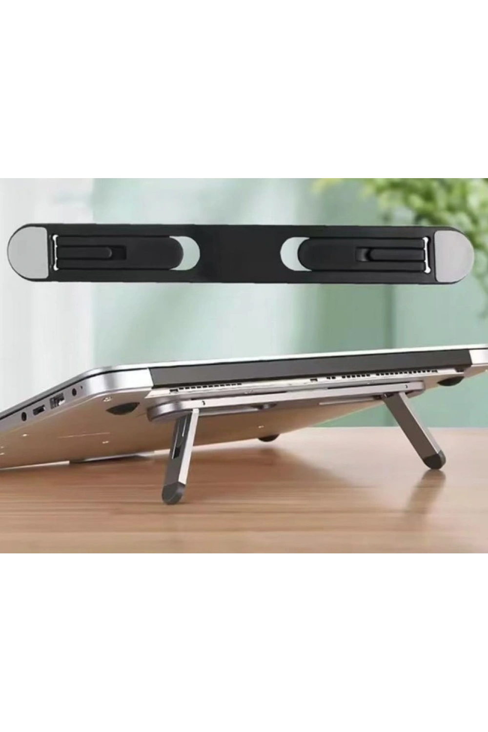 2 Kademeli Katlanabilir ve Yapışkanlı Laptop Standı Siyah CM-438